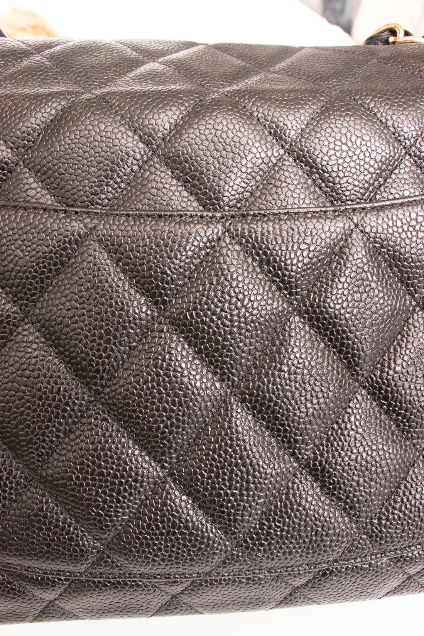 Chanel Black Caviar Jumbo Flap Handbag 2001