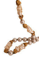Miriam Haskell Gold Silver Tone Long Pearl Necklace
