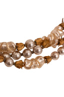 Miriam Haskell Gold Silver Tone Long Pearl Necklace