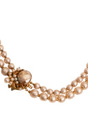 Miriam Haskell Gold Tone Multi Strand Faux Pearl Necklace with Decorative Clasp