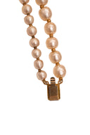 Miriam Haskell Gold Tone Multi Strand Faux Pearl Necklace with Decorative Clasp