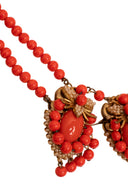 Stanley Hagler Gold Coral Tone Enamel Beaded Necklace and Bracelet
