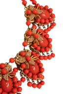 Stanley Hagler Gold Coral Tone Enamel Beaded Necklace and Bracelet