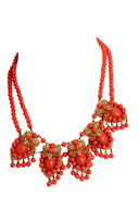 Stanley Hagler Gold Coral Tone Enamel Beaded Necklace and Bracelet