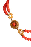 Stanley Hagler Gold Coral Tone Enamel Beaded Necklace and Bracelet