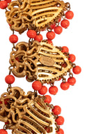 Stanley Hagler Gold Coral Tone Enamel Beaded Necklace and Bracelet