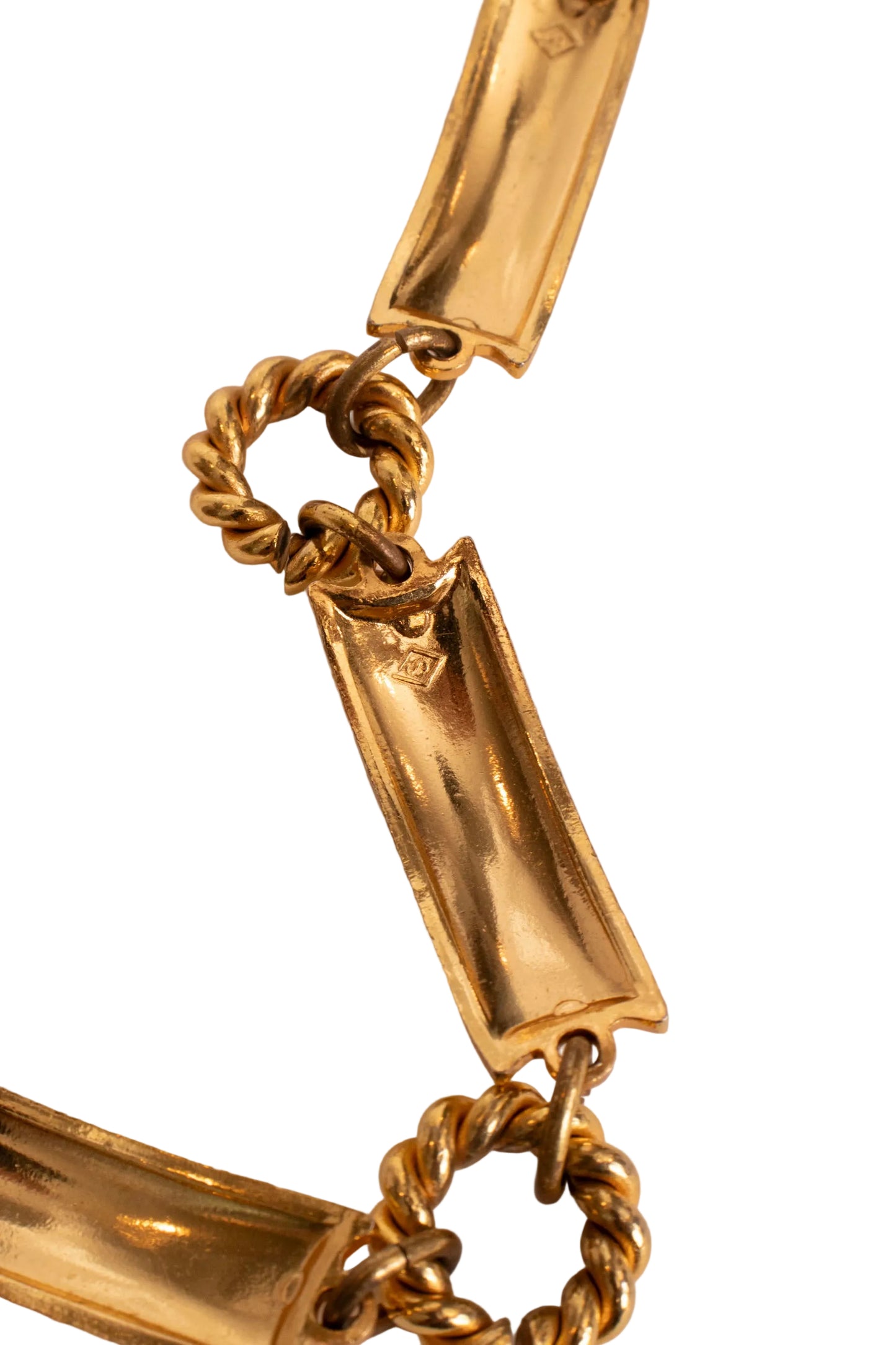 Gucci Gold Tone Blue Ivory Enamel Monogram Chain Belt