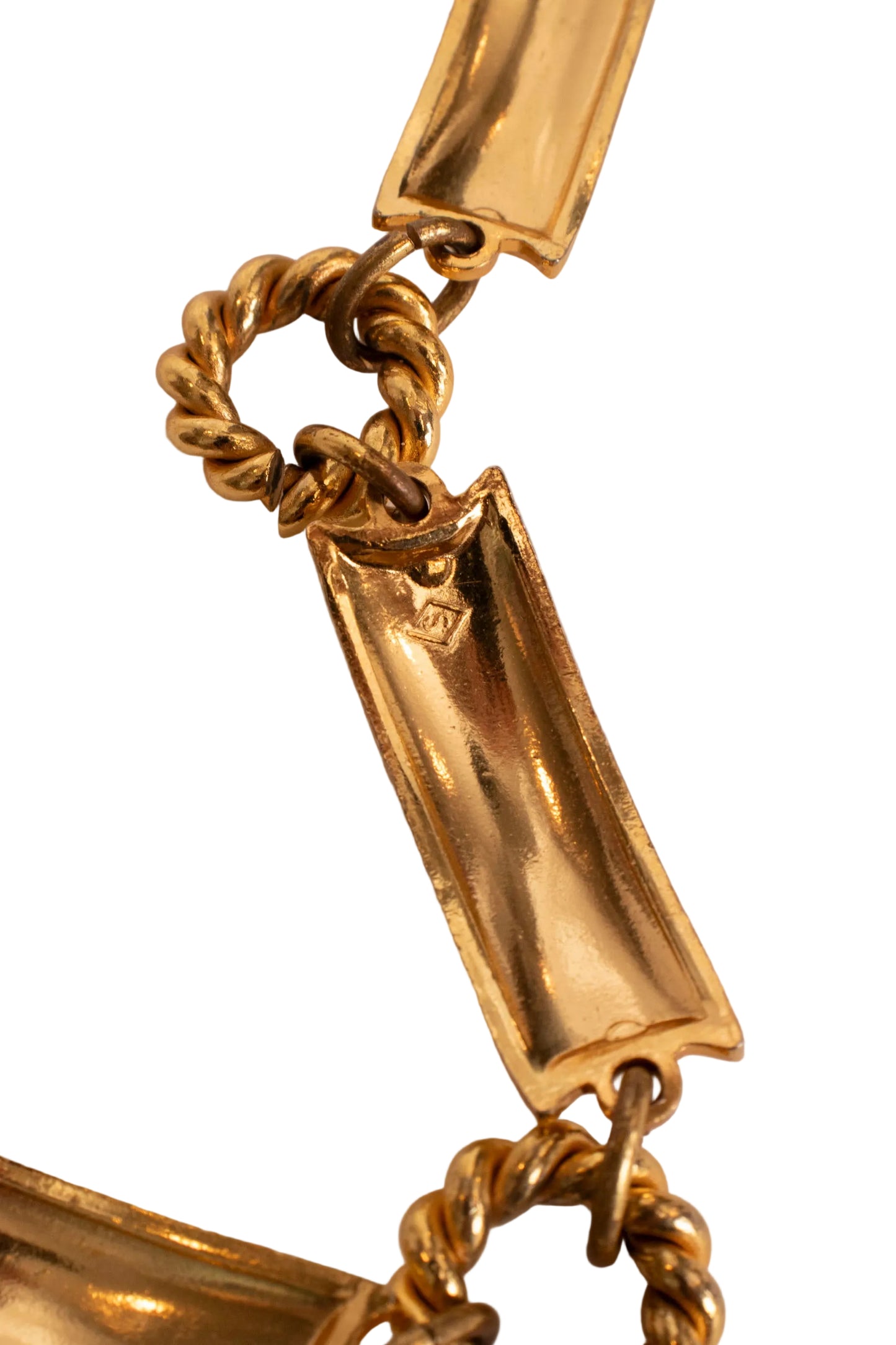 Gucci Gold Tone Blue Ivory Enamel Monogram Chain Belt