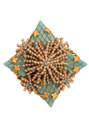 Stanley Hagler Gold Tone Blue Enamel Pearl Rhinestone Brooch