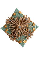 Stanley Hagler Gold Tone Blue Enamel Pearl Rhinestone Brooch