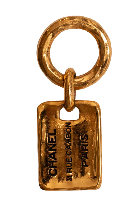 Chanel Gold Cambon Logo Plate Pin Brooch