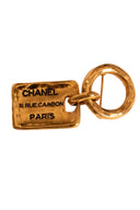 Chanel Gold Cambon Logo Plate Pin Brooch