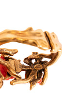 Oscar de la Renta Coral Flower Gold Branch Cuff Bracelet