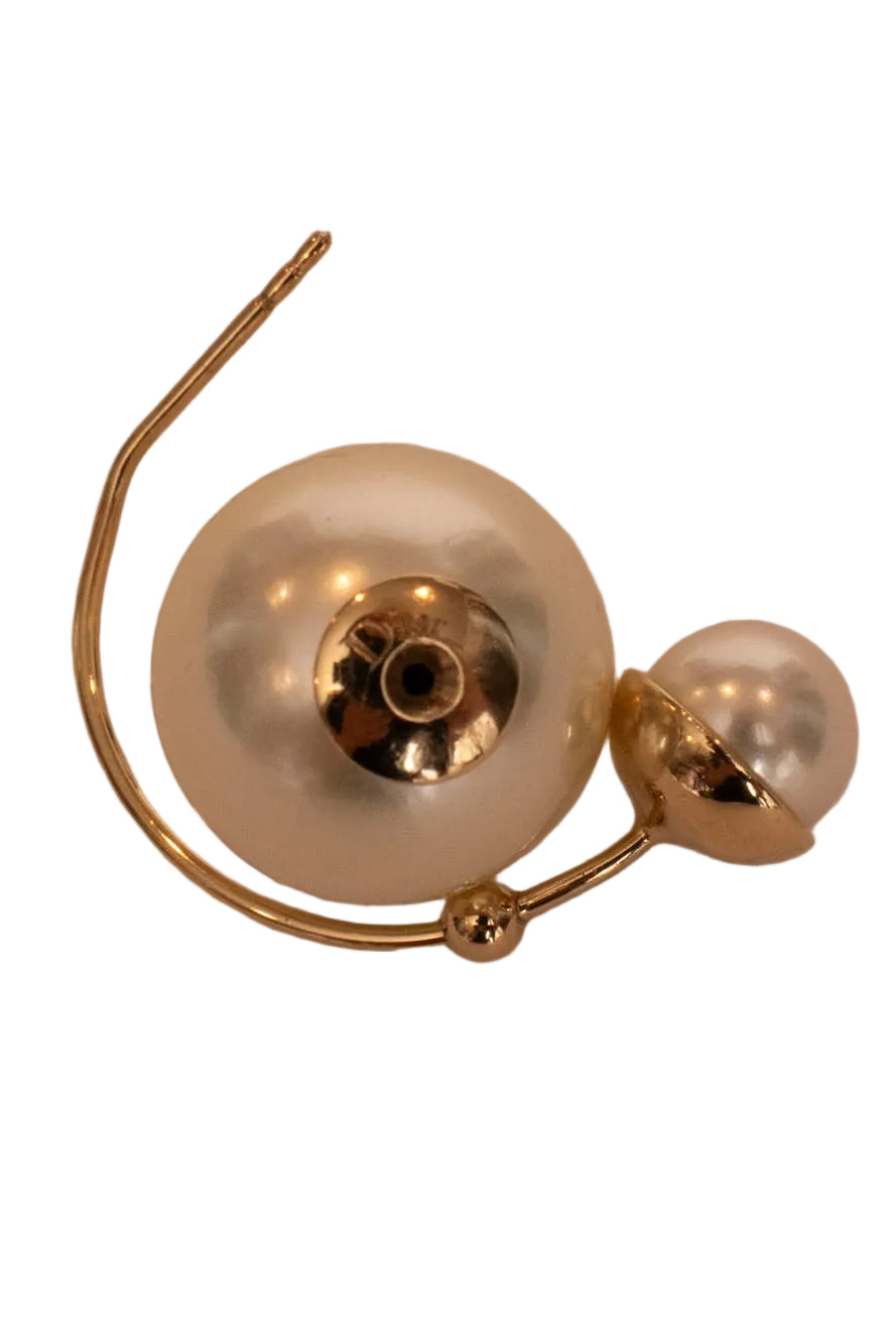 Christian Dior Pearl and Gold Pierced Earrings