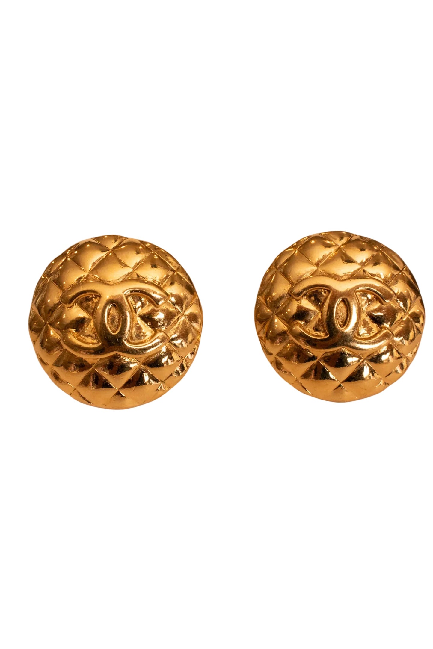 Chanel Quilted Gold Earrings
