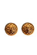 Chanel Gold Quilted Clip On Earrings