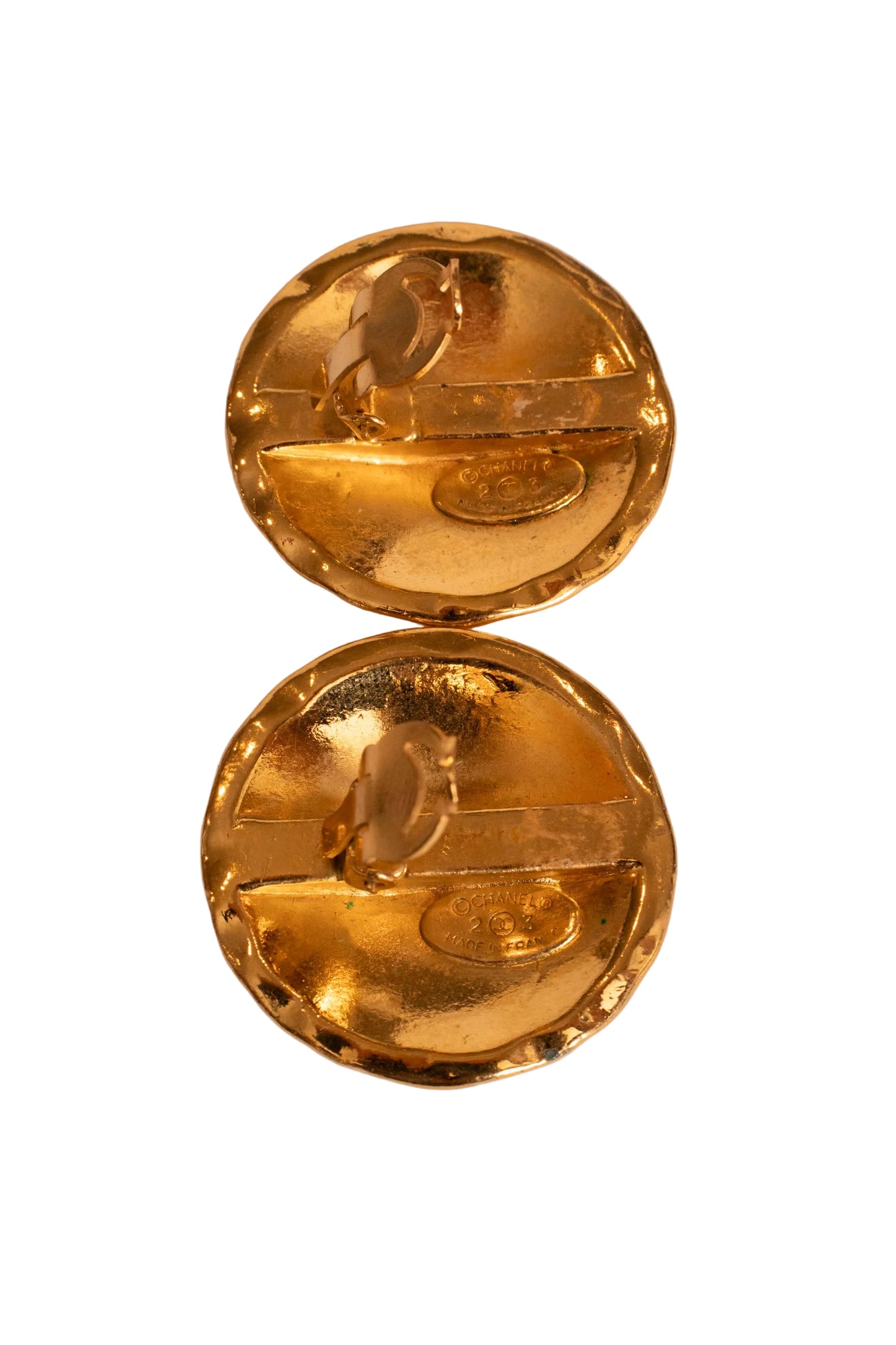 Chanel Quilted Gold Earrings