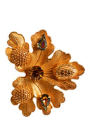 Dominique Aurentis Gold Tone Yellow Purple Gem Leaf Clip On Earrings