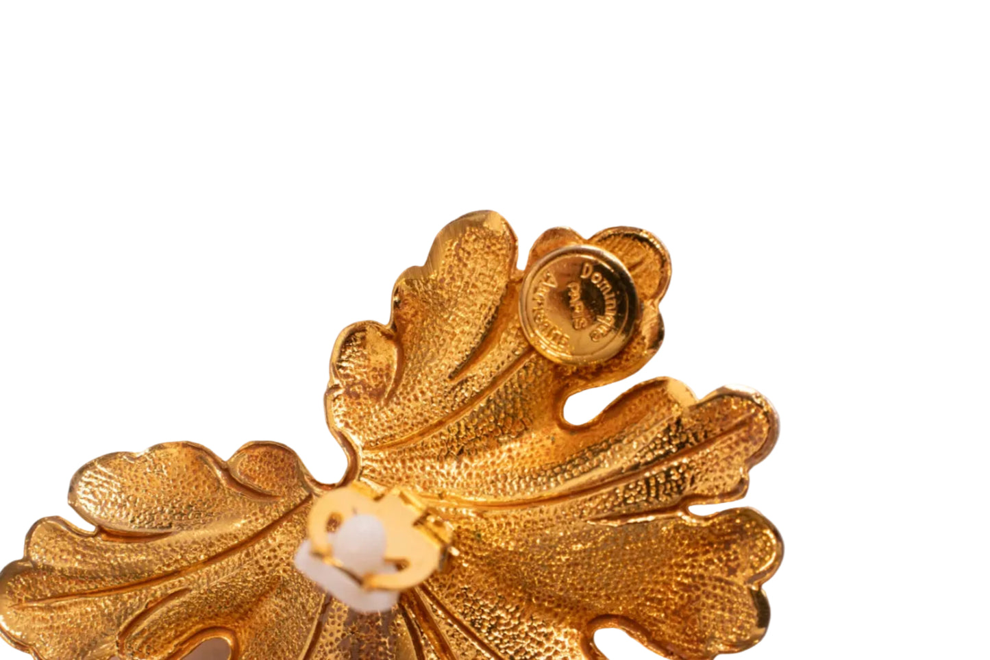 Dominique Aurentis Gold Tone Yellow Purple Gem Leaf Clip On Earrings