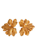 Dominique Aurentis Gold Tone Yellow Purple Gem Leaf Clip On Earrings