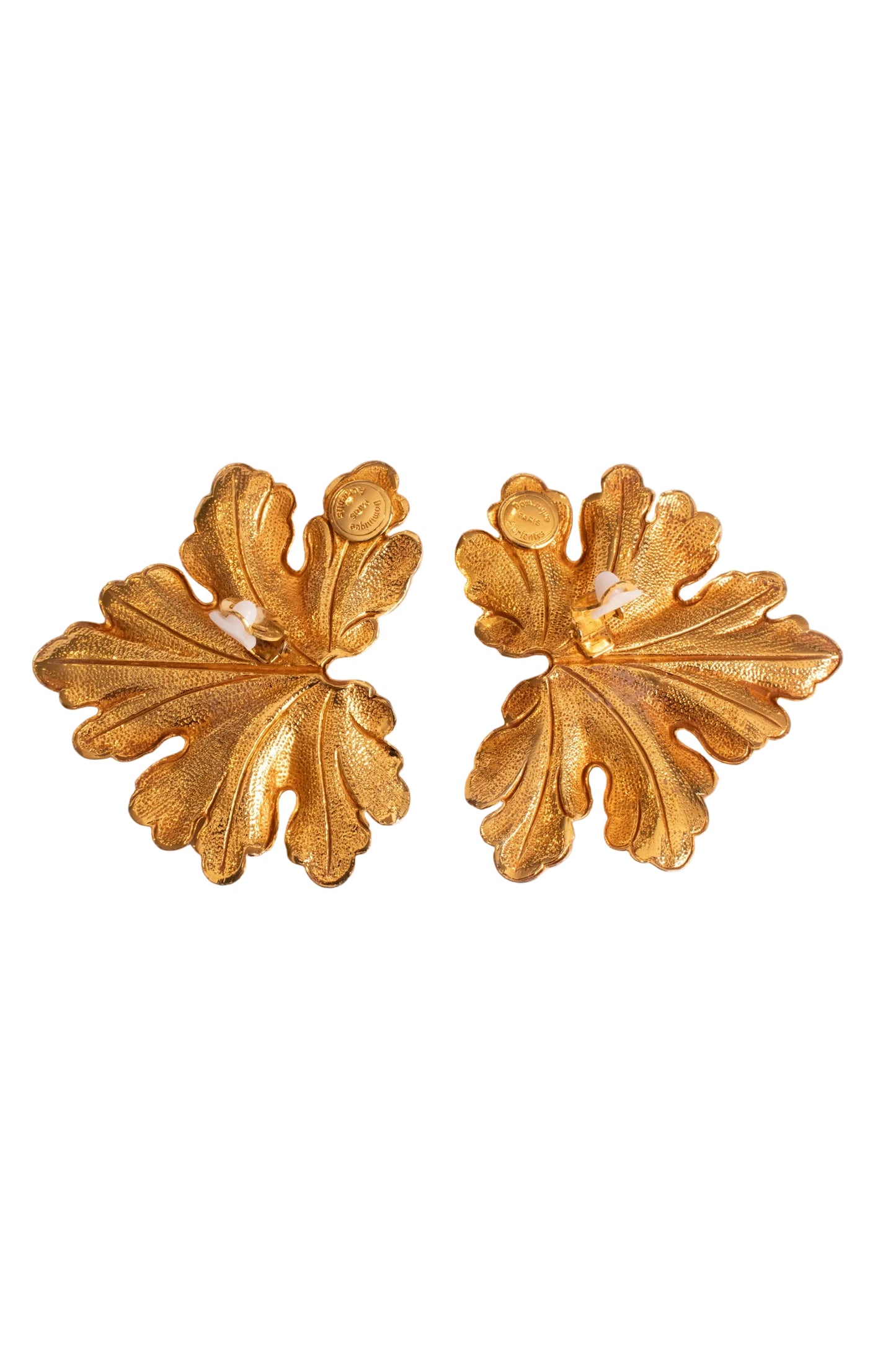 Dominique Aurentis Gold Tone Yellow Purple Gem Leaf Clip On Earrings