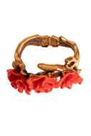 Oscar de la Renta Coral Flower Gold Branch Cuff Bracelet