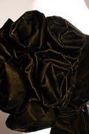 Arnold Scaasi Green Velvet Cap Sleeve Knee Length Cocktail Dress