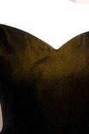 Arnold Scaasi Green Velvet Cap Sleeve Knee Length Cocktail Dress