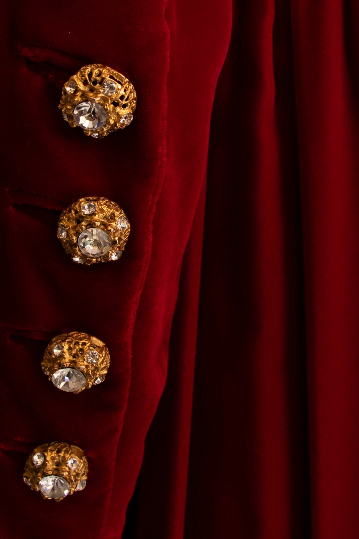 Marsal Red Velvet Gown with Mink Hem