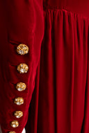 Marsal Red Velvet Mink Long Sleeve Maxi Dress