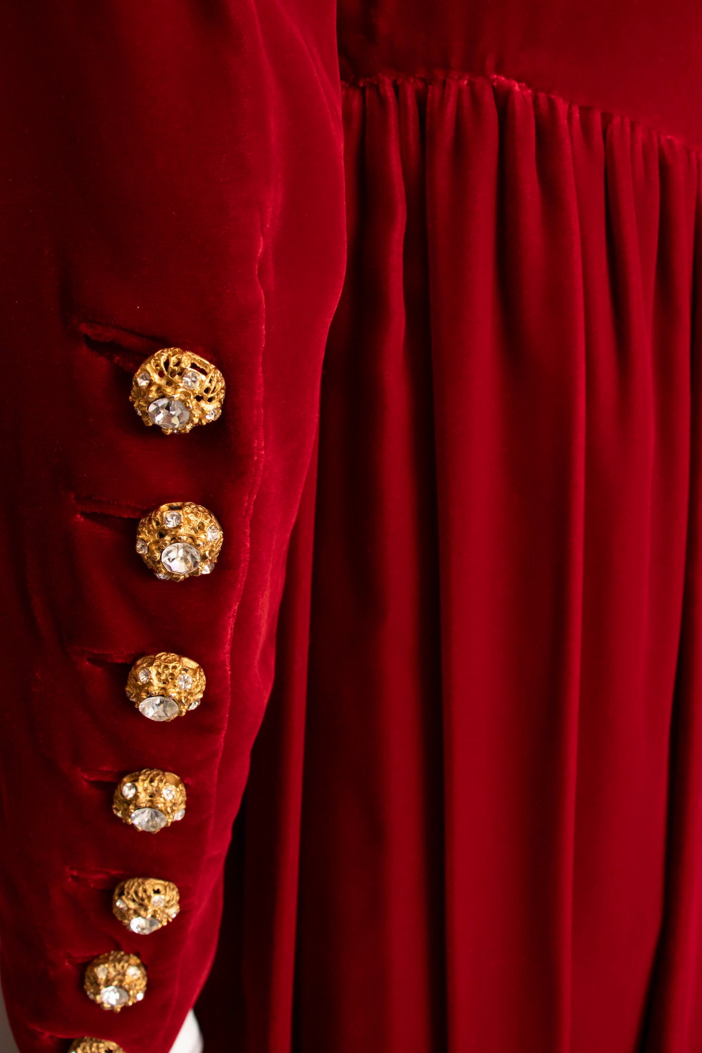 Marsal Red Velvet Gown with Mink Hem