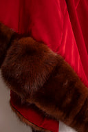 Marsal Red Velvet Mink Long Sleeve Maxi Dress