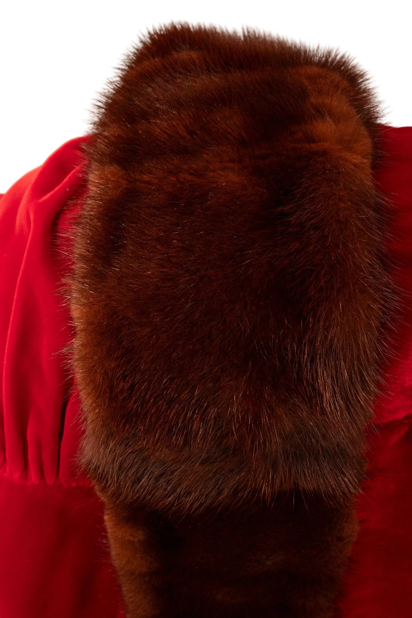 Marsal Red Velvet Gown with Mink Hem