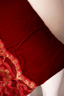 Arnold Scaasi Red Gold Lace Long Sleeve Maxi Dress