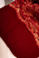 Arnold Scaasi Red Gold Lace Long Sleeve Maxi Dress