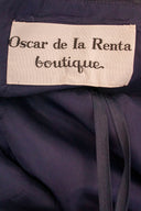 Oscar de la Renta Blue Satin Velvet Halter Knee Length Dress