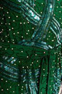 Judith Ann Green Silk Sequin Long Sleeve Maxi Dress