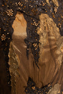 Krizia Gold Lame Beaded Long Sleeve Maxi Dress