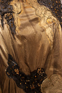 Krizia Gold Lame Beaded Long Sleeve Maxi Dress