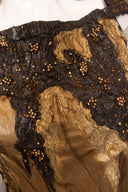 Krizia Gold Lame Beaded Long Sleeve Maxi Dress