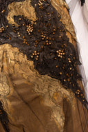 Krizia Gold Lame Beaded Long Sleeve Maxi Dress