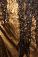 Krizia Gold Lame Beaded Long Sleeve Maxi Dress