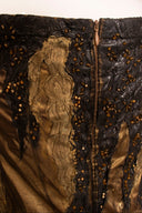 Krizia Gold Lame Beaded Long Sleeve Maxi Dress