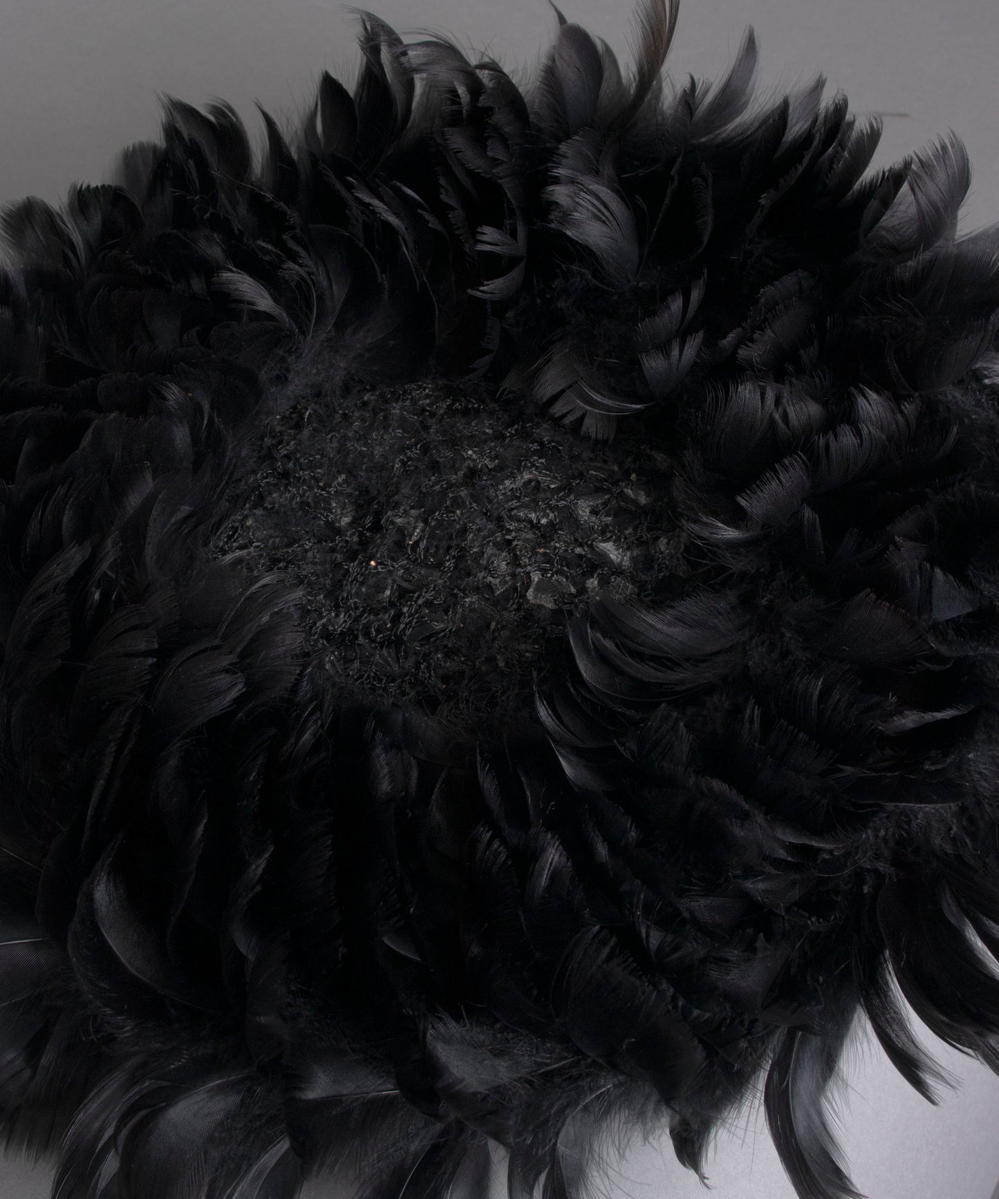 60s Black Feather Hat O/S