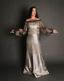 Carolina Herrera Gold Silk Long Sleeve Maxi Dress