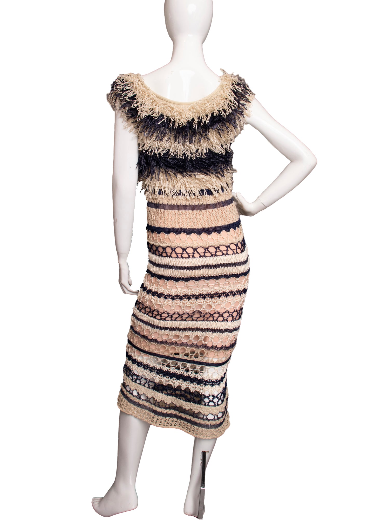 80s Raffia Knit Dress XS