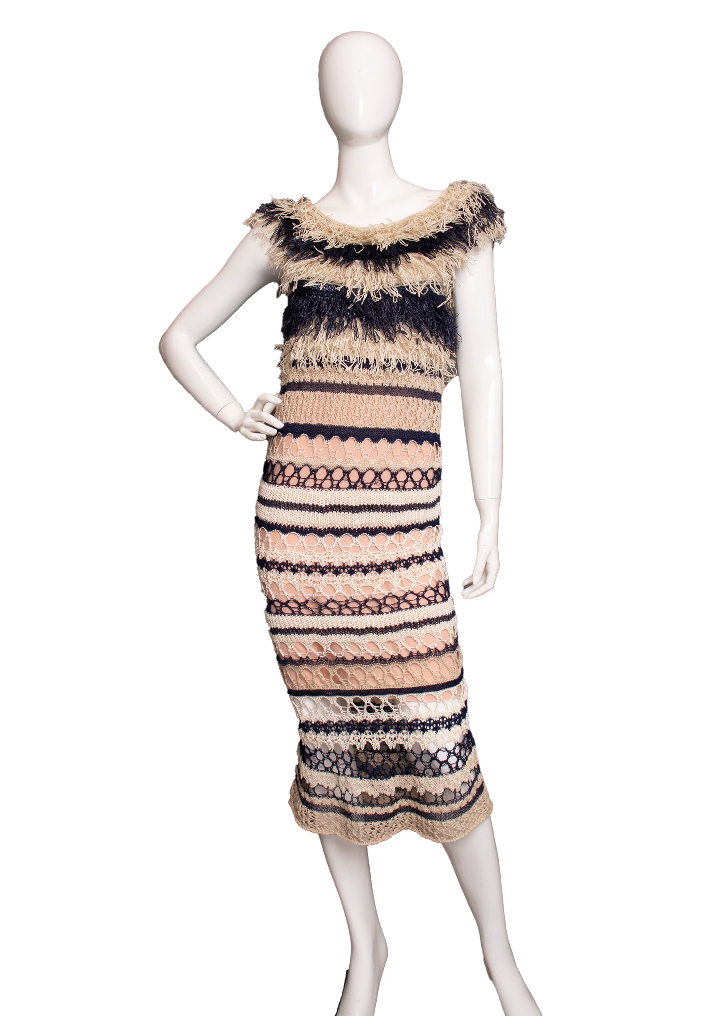 80s Raffia Knit Dress XS