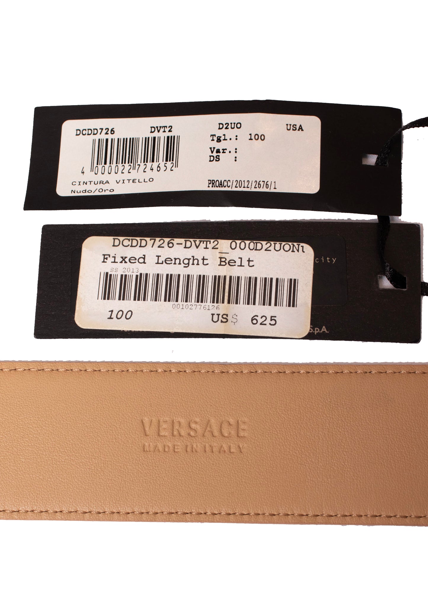Versace Tan Leather and Gold Medusa Belt L/XL