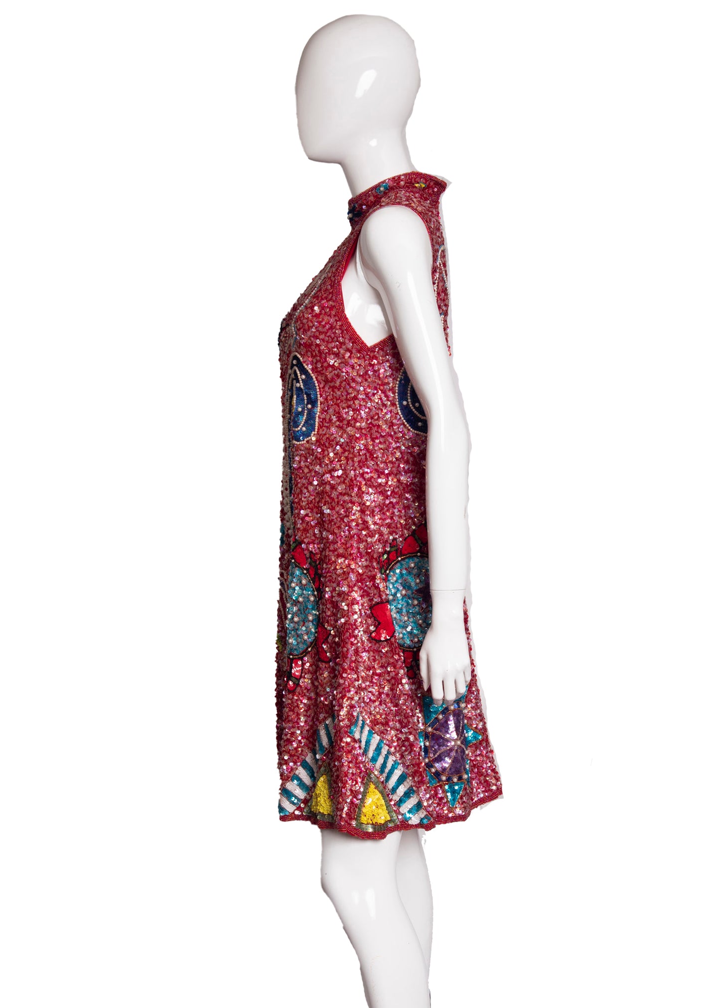 80s Red Sequin Dress M