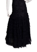 Loris Azzaro Black Silk Lace Strapless Tea Length Dress